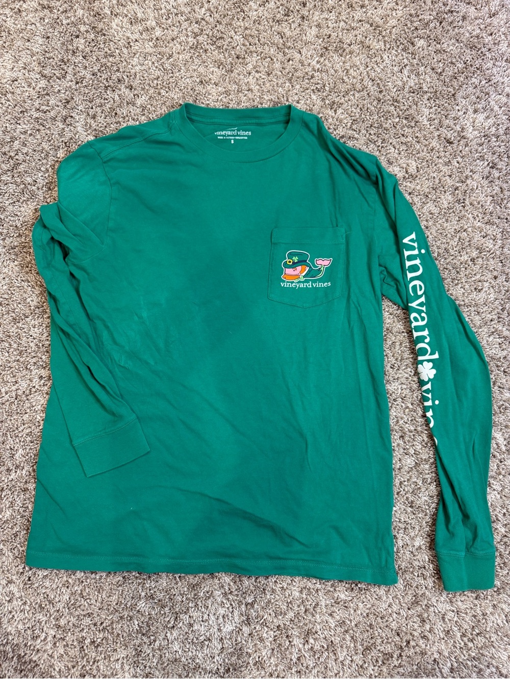 Vineyard Vines Emerald Green Long Sleeve Pocket Tee - St. Patrick’s Day Edition